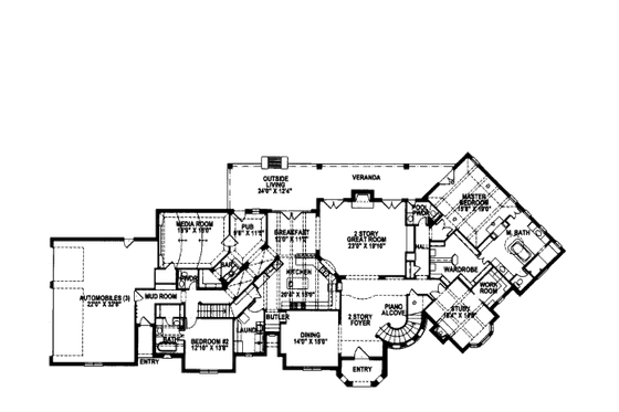 Floor Plan - Main Floor for European House Plan #141-312 - 5 bed, 5 bath