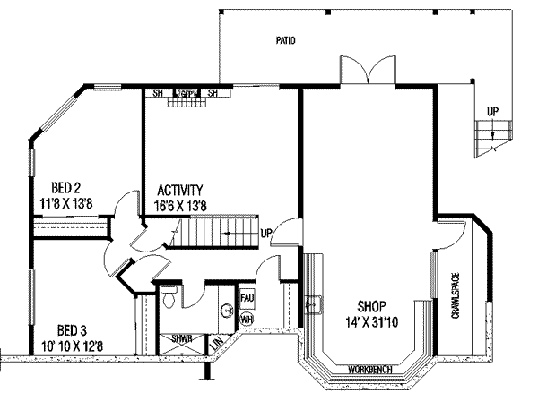 Traditional Floor Plan - Lower Floor Plan #60-596