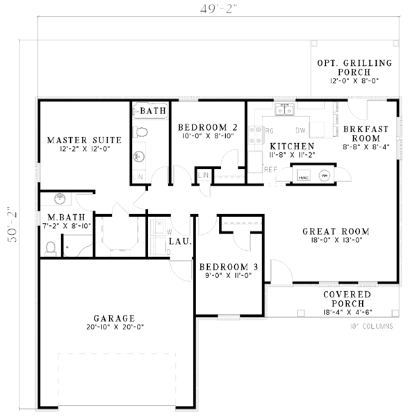 Home Plan - Southern Floor Plan - Main Floor Plan #17-538