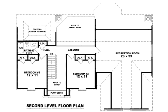 Floor Plan - Upper Floor for European House Plan #81-13673 - 3 bed, 2.5 bath