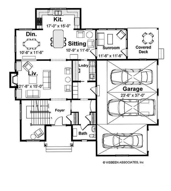 Home Plan - Floor Plan - Main Floor for Farmhouse House Plan #928-425 - 3 bed, 2.5 bath