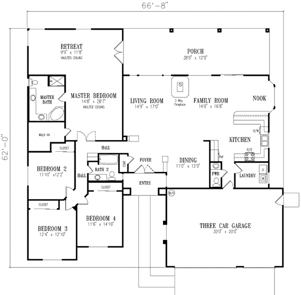 Adobe / Southwestern Floor Plan - Main Floor Plan #1-606