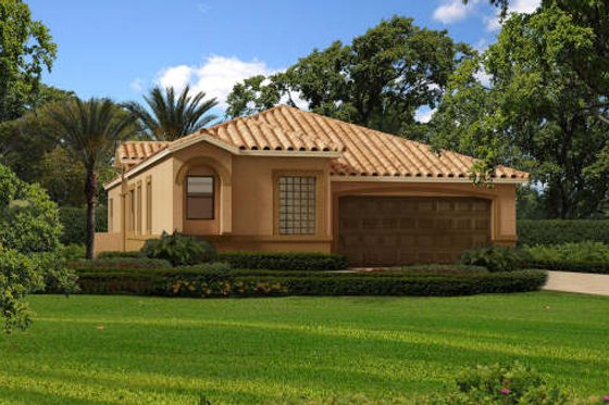 Exterior - Front Elevation for Mediterranean House Plan #420-265 - 3 bed, 2 bath