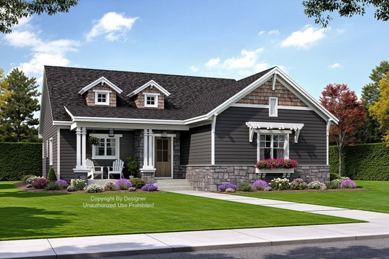 Exterior - Front Elevation 4 for Bungalow House Plan #51-1387 - 3 bed, 2.5 bath