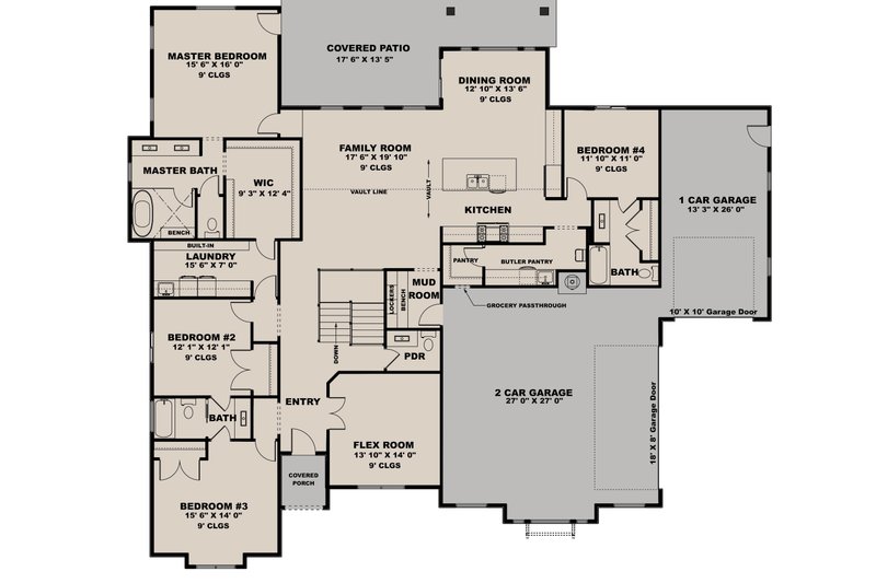 Home Plan - Floor Plan - Main Floor for Craftsman House Plan #1111-43 - 4 bed, 3.5 bath
