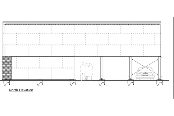 Modern design, 2 story studio loft design, rear elevation
