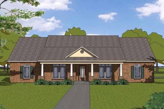 Exterior - Front Elevation for Ranch House Plan #8-171 - 4 bed, 2.5 bath