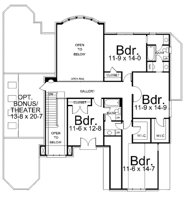 Architectural House Design - European Floor Plan - Upper Floor Plan #119-223