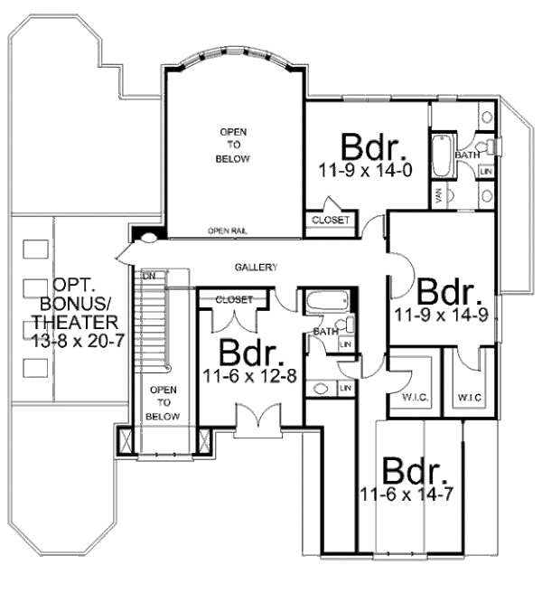 House Design - European Floor Plan - Upper Floor Plan #119-223
