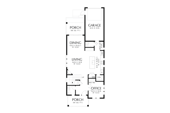 Floor Plan - Main Floor for Farmhouse House Plan #48-1124 - 3 bed, 2.5 bath