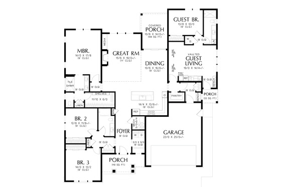 Floor Plan - Main Floor for Cottage House Plan #48-1078 - 4 bed, 3 bath