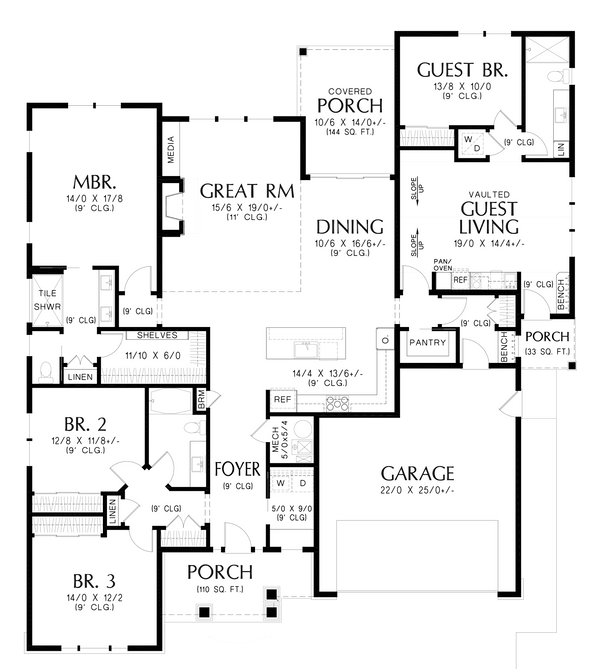 Cottage Floor Plan - Main Floor Plan #48-1078