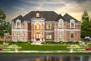 Exterior - Front Elevation 3 for European House Plan #119-421 - 4 bed, 4.5 bath