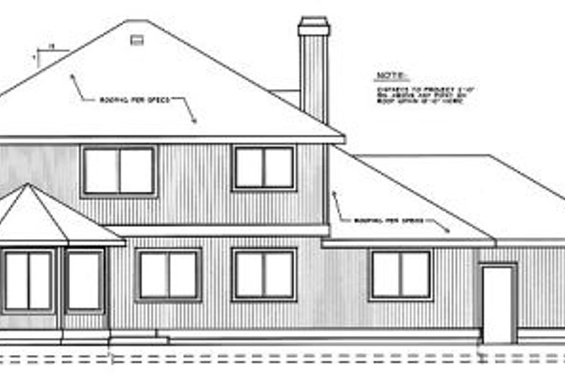 Home Plan - Exterior - Rear Elevation for Traditional House Plan #91-201 - 5 bed, 3 bath