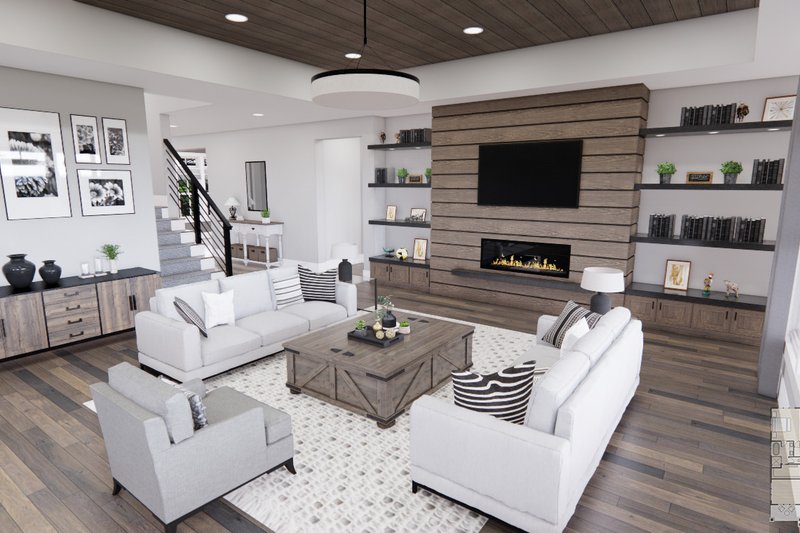 House Blueprint - Interior - Family Room 1 for Farmhouse House Plan #51-1238 - 2 bed, 2.5 bath