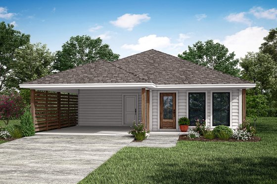 Exterior - Front Elevation for Ranch House Plan #430-308 - 3 bed, 2 bath