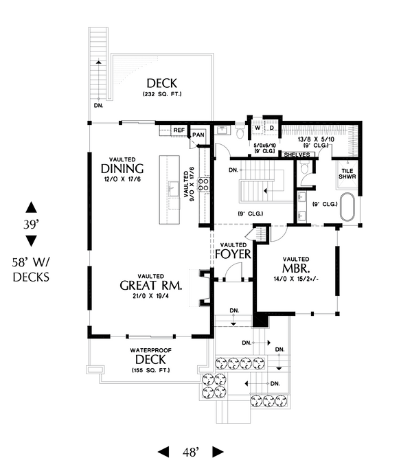Home Plan - Contemporary Floor Plan - Main Floor Plan #48-1055