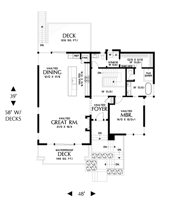 Contemporary Floor Plan - Main Floor Plan #48-1055