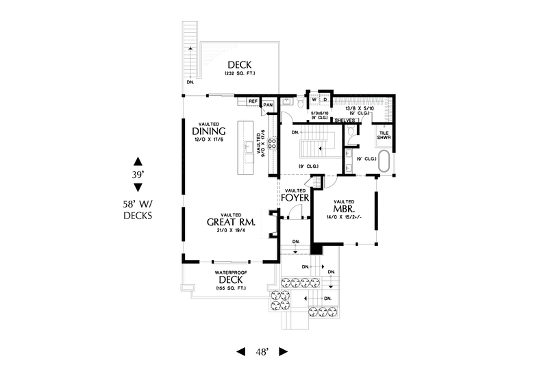 House Blueprint - Floor Plan - Main Floor for Contemporary House Plan #48-1055 - 3 bed, 2.5 bath