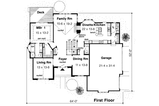Floor Plan - Main Floor for Traditional House Plan #312-441 - 3 bed, 2.5 bath