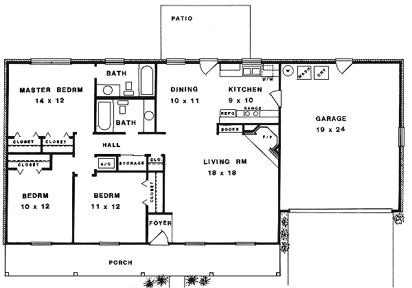Architectural House Design - Country Floor Plan - Main Floor Plan #14-146