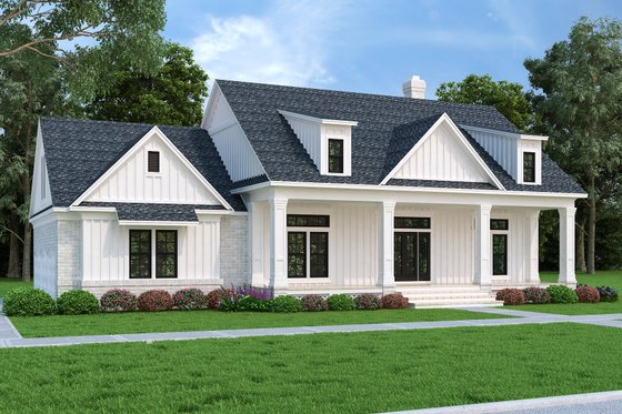 Exterior - Front Elevation 3 for Farmhouse House Plan #45-584 - 3 bed, 2 bath