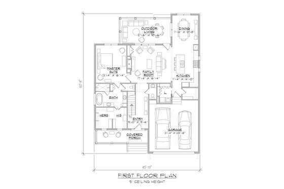 Floor Plan - Main Floor for Traditional House Plan #1054-98 - 4 bed, 3.5 bath