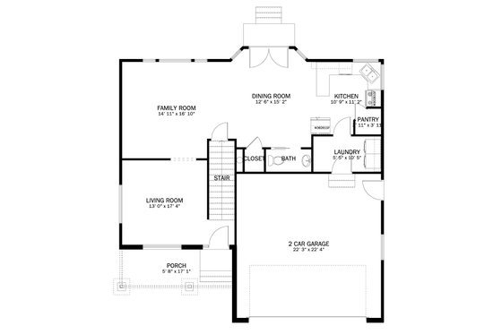 Floor Plan - Main Floor for Traditional House Plan #1060-211 - 3 bed, 2.5 bath