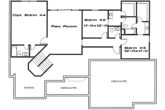 Floor Plan - Lower Floor for Farmhouse House Plan #6-170 - 4 bed, 3.5 bath