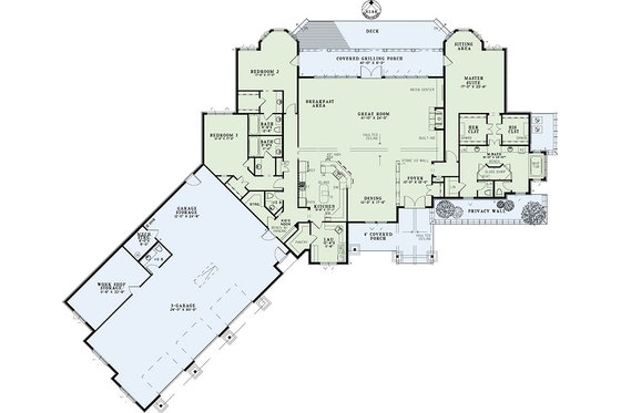 Floor Plan - Main Floor for Country House Plan #17-2386 - 3 bed, 3.5 bath