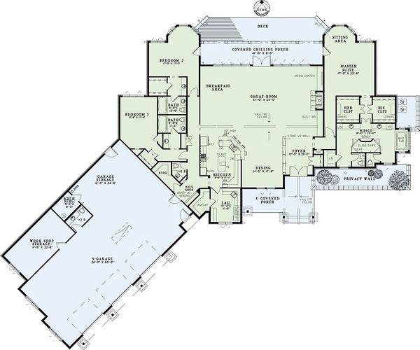 Home Plan - Country Floor Plan - Main Floor Plan #17-2386