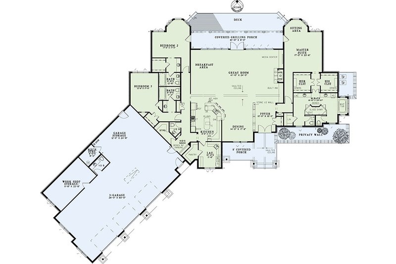 Dream House Plan - Floor Plan - Main Floor for Country House Plan #17-2386 - 3 bed, 3.5 bath