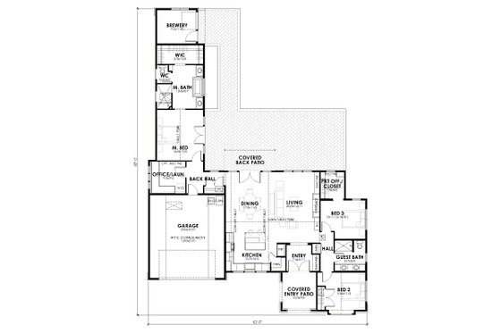 Floor Plan - Main Floor for Cottage House Plan #1105-5 - 3 bed, 2 bath