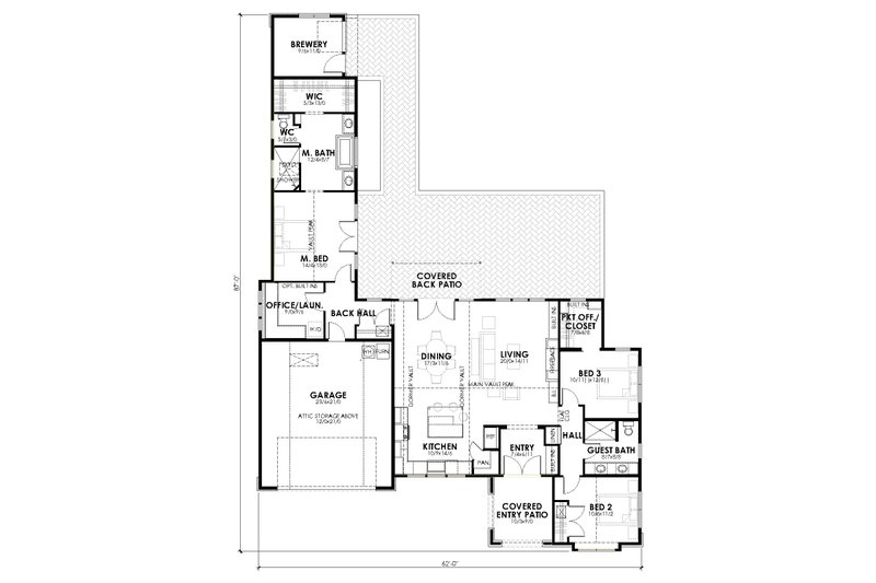 Dream House Plan - Floor Plan - Main Floor for Cottage House Plan #1105-5 - 3 bed, 2 bath