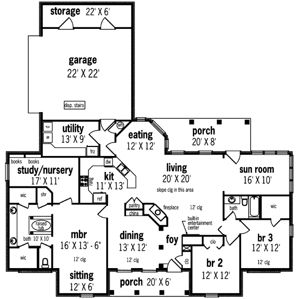 House Plan Design - Southern Floor Plan - Main Floor Plan #45-230