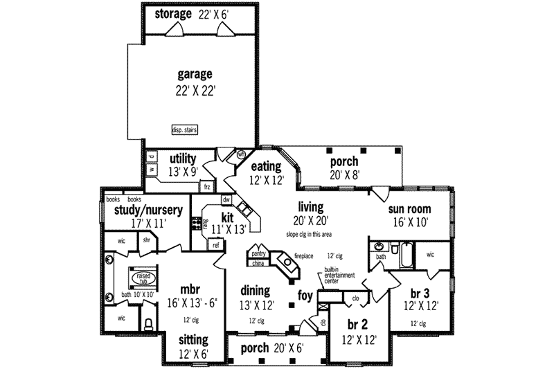 Home Plan - Floor Plan - Main Floor for Southern House Plan #45-230 - 3 bed, 2 bath