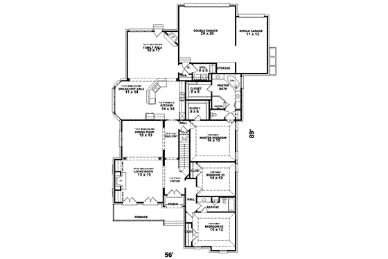 Floor Plan - Main Floor for European House Plan #81-621 - 3 bed, 3 bath
