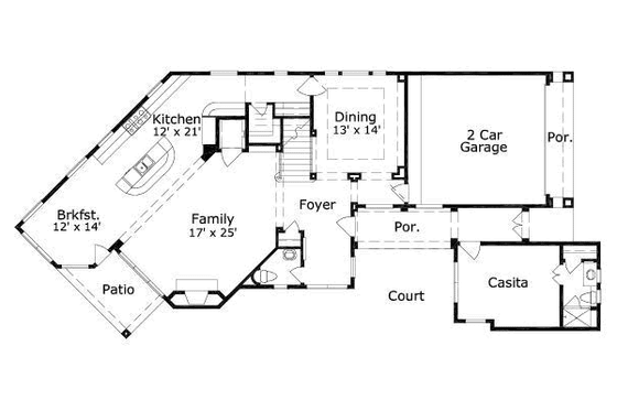 Floor Plan - Main Floor for Mediterranean House Plan #411-151 - 3 bed, 4.5 bath