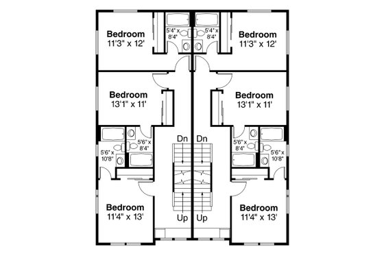 Floor Plan - Upper Floor for Traditional House Plan #124-1297 - 10 bed, 10 bath
