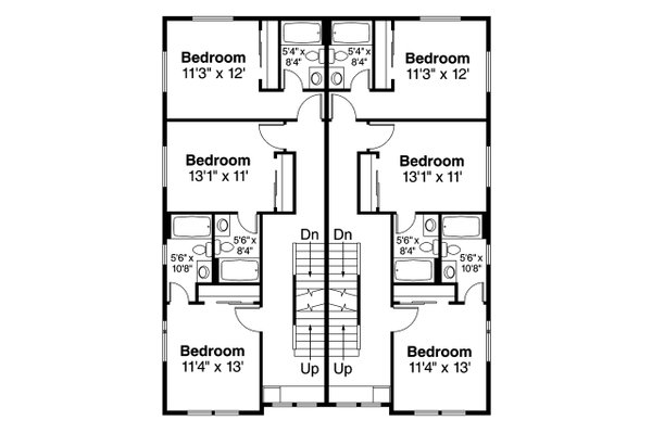 Traditional Floor Plan - Upper Floor Plan #124-1297