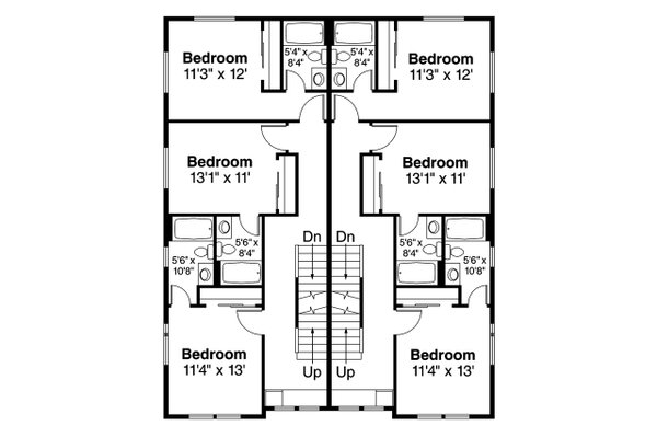 Traditional Floor Plan - Upper Floor Plan #124-1297