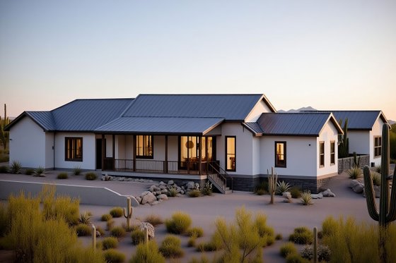 Exterior - Rear Elevation for Contemporary House Plan #1118-4 - 3 bed, 3 bath