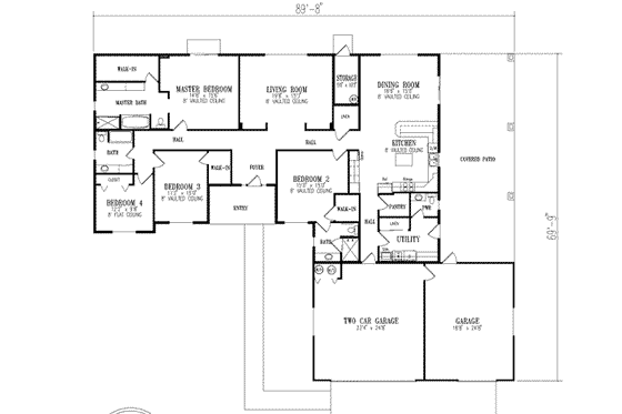 Floor Plan - Main Floor for Ranch House Plan #1-695 - 4 bed, 3.5 bath