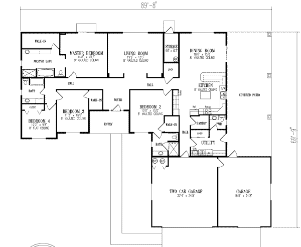 Ranch Floor Plan - Main Floor Plan #1-695