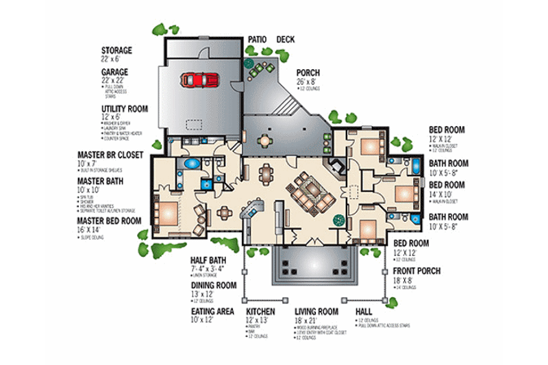 Home Plan - Floor Plan - Main Floor for Southern House Plan #45-346 - 4 bed, 2.5 bath