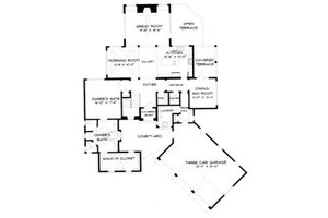 Floor Plan - Main Floor for European House Plan #413-116 - 4 bed, 3 bath