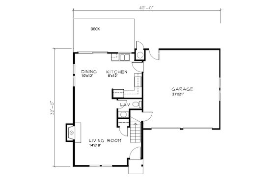 Floor Plan - Main Floor for Craftsman House Plan #515-21 - 3 bed, 2.5 bath