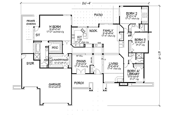 Floor Plan - Main Floor for Bungalow House Plan #320-336 - 3 bed, 3 bath