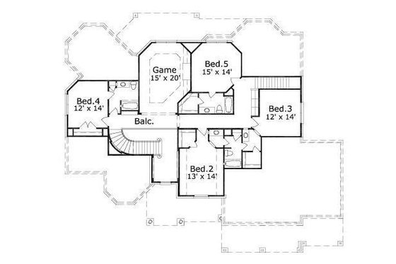 Floor Plan - Upper Floor for European House Plan #411-330 - 4 bed, 3.5 bath