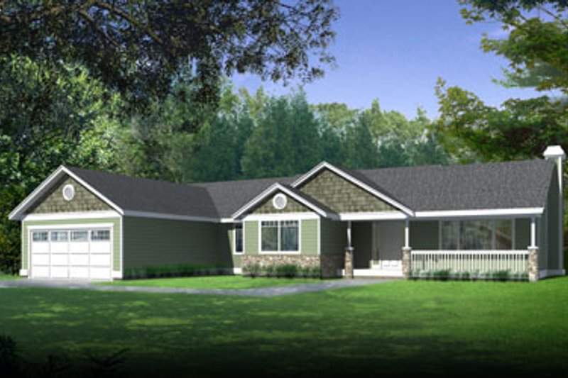 Architectural House Design - Ranch Exterior - Front Elevation Plan #98-102